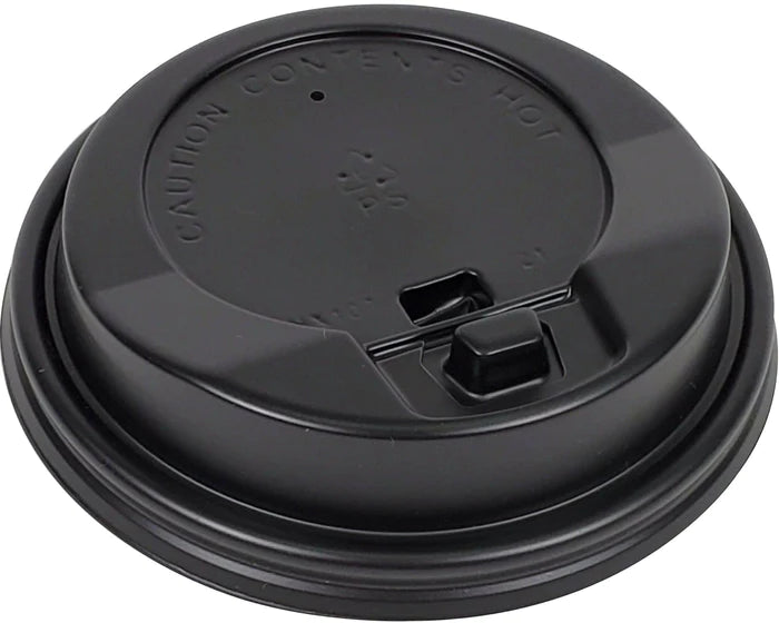 10-20oz Lock Back Black Dome Lids - 10DLB-BK