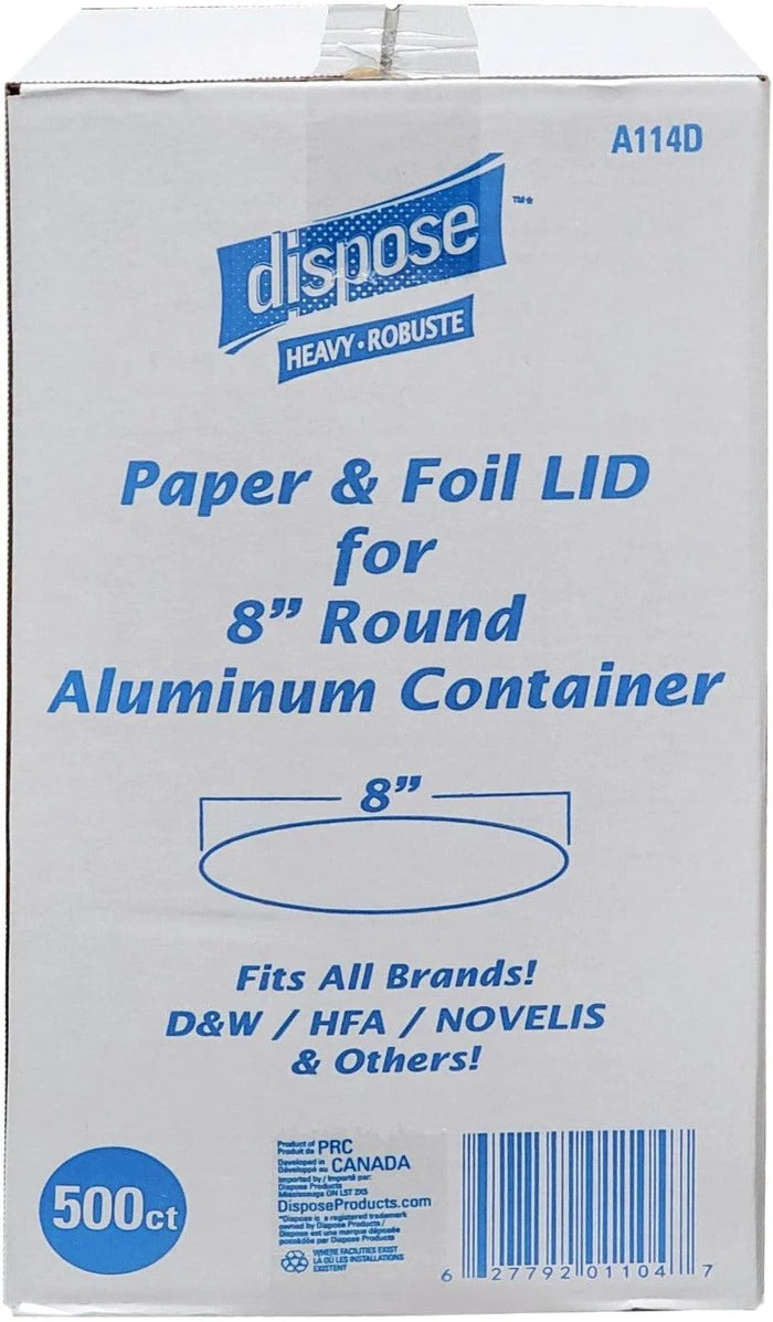8" Paper Lids - Heavy Duty - Aluminium Containers