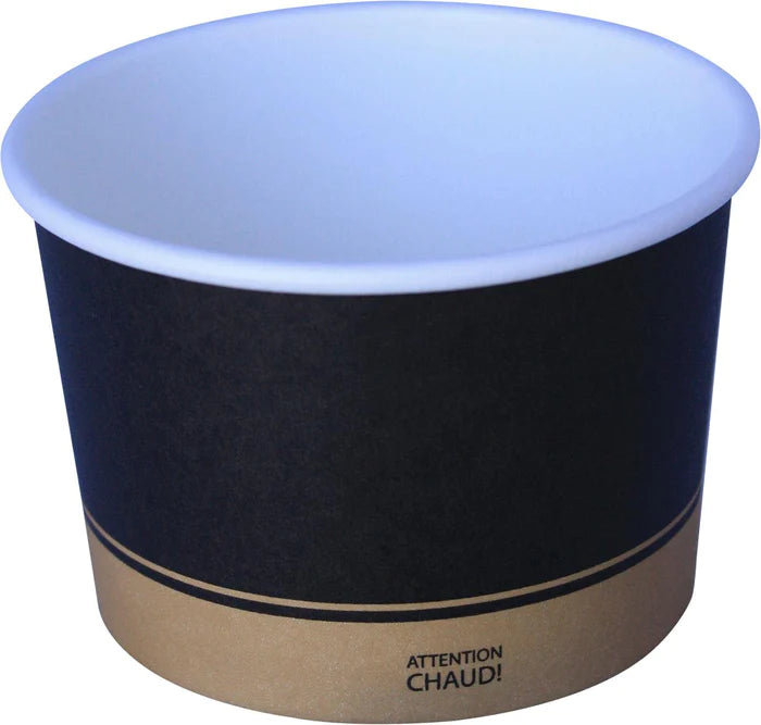 8 oz Paper Soup Container - Ebony Print - 8SCE