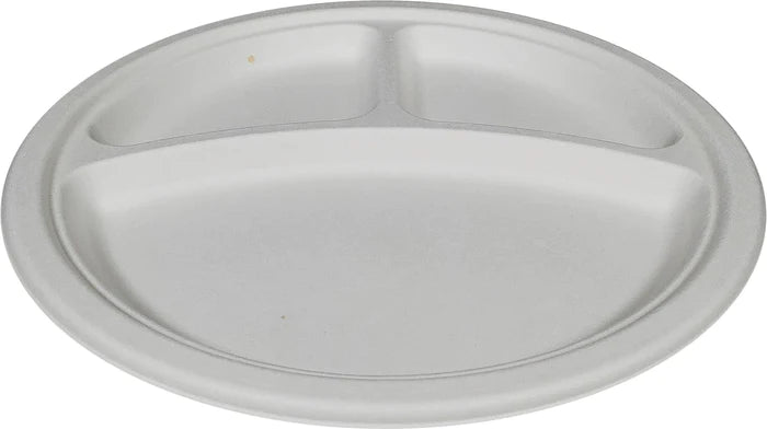 10" 3 Compartment Round Plate- Biodegradeable
