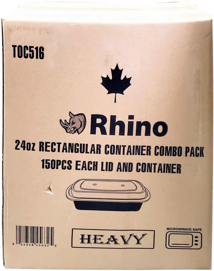 Heavy 24Oz Rectangular Combo Container - Black