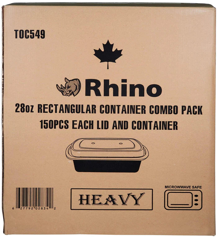 Heavy 28Oz Rectangular Combo Container - Black