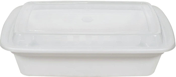 28oz Rectangle White Plastic Container - 555