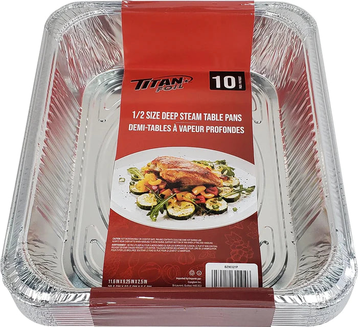 Foil Half Size Steam Table Pans Deep 10/Pk