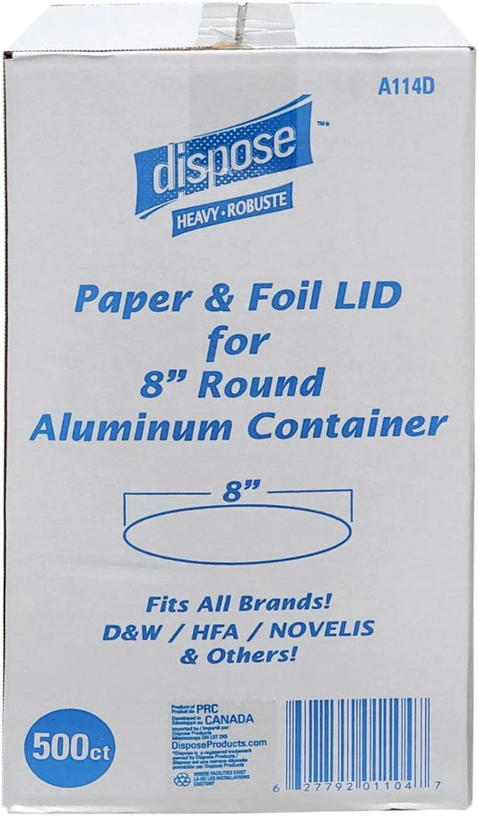 8" Paper Lids - Heavy Duty - Aluminium Containers