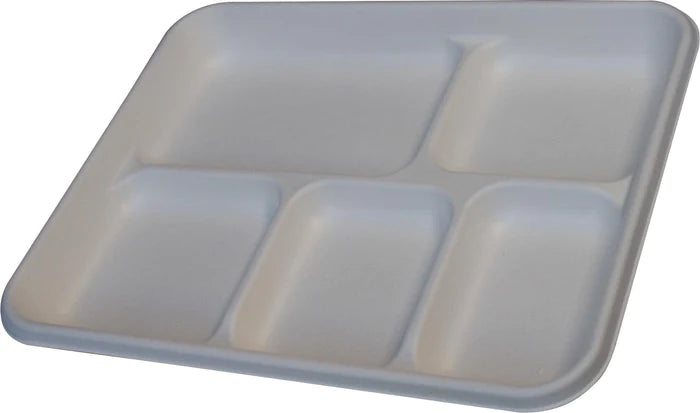 5 Compartment Bagasse Tray - Retail Pack