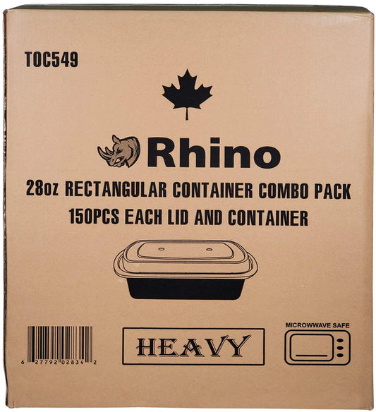 Heavy 28Oz Rectangular Combo Container - Black