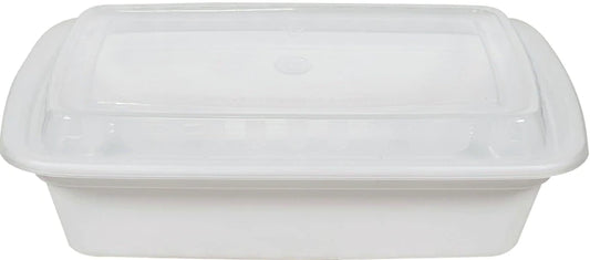 28oz Rectangle White Plastic Container - 555