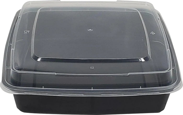 48oz Black Square Microwavable Container 100/Case-JE-48B