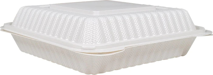 Clamshell Container - 9x9x2.8" - 1 Compt. - White