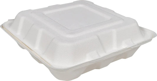 Bagasse Foodbox Clamshell - 8x8" - 1 Comp.