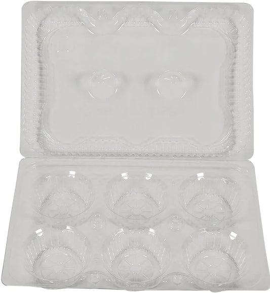 6 Large Muffins Container - 10.625" x 7.2" x 2.875" - PET - VEL-054